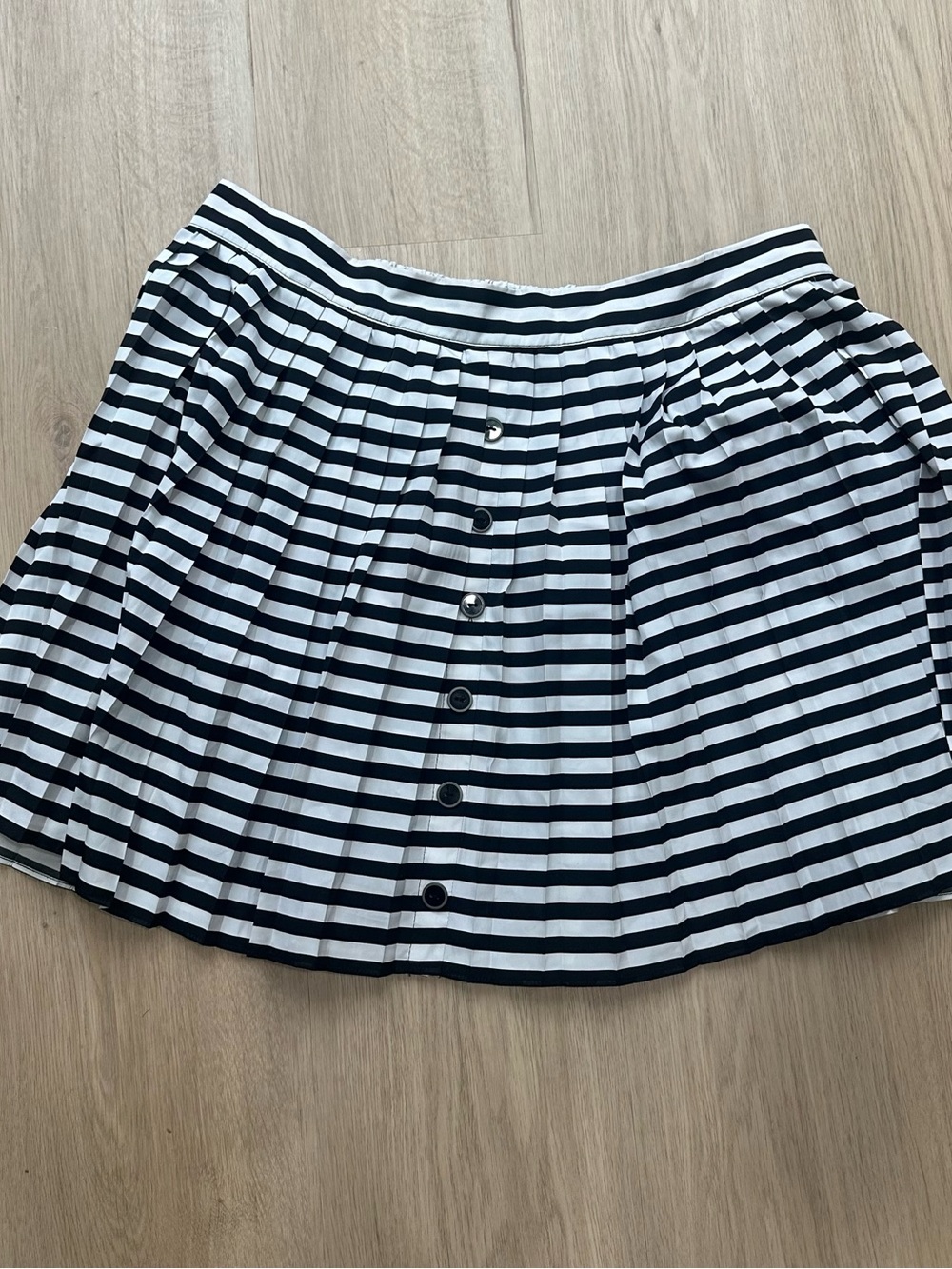Candie's Black and White Striped Pleated Button Skirt